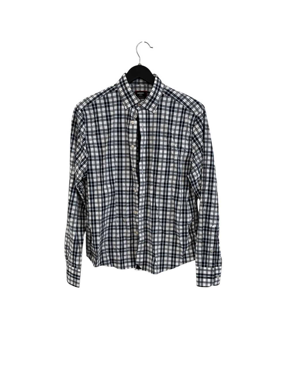 UNTUCKit Men's Black blue & White Plaid Button-Down Shirt